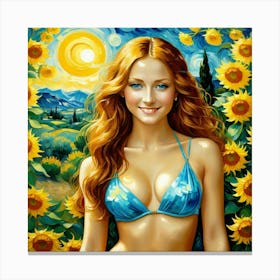 Sunflower Girljokj Canvas Print