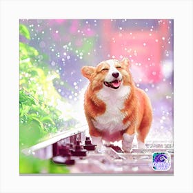 Corgi In The Rain Canvas Print