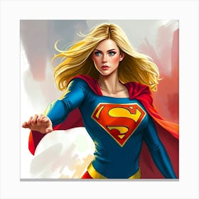 A Dynamic Digital Sketch Of Supergirl Using Loose Painterly Strokes, Vibrant Complementary Epic Colors, Contrasting Colors, Balanced Tones, Rich Textures, Atmospheric Details, Dramatic Lighting And Subtle Color Hints, Evoking A Fantasy Leinwandbild