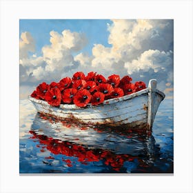 Poppies In A Boat 9 Canvas Print