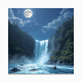 Waterfall - Moon Canvas Print