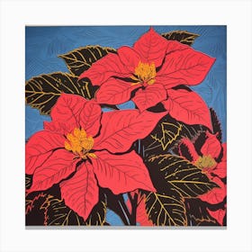 Poinsettia 2 Pop Art Illustration Square Canvas Print