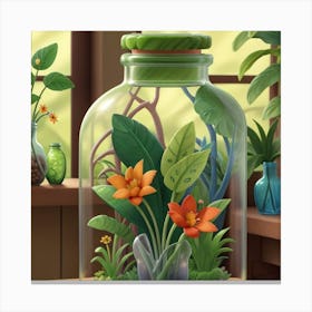 Jar Of Flowers Canvas Print