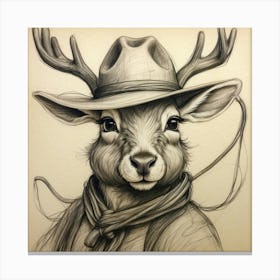 Deer In A Hat 16 Canvas Print