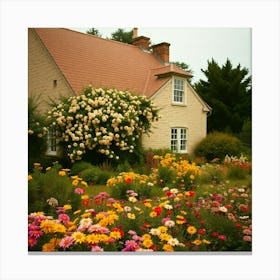 House With Flowers 1 Canvas Print