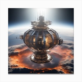 The Whole Earth Has Been Transformed Into A Metalica Space Station, Show The Earth View From The Moon As If You Are Watching Earth From The Moon And Taking Photography (5) Canvas Print