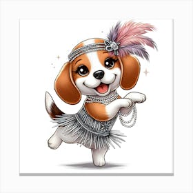 Beagle In A Flapper Dress Canvas Print