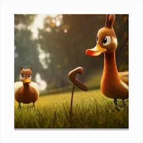 Ducks In The Grass Canvas Print
