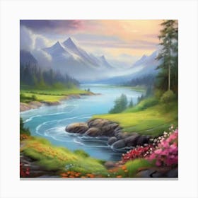 River In The Mountains Canvas Print