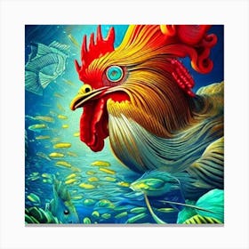 Rooster In The Sea Canvas Print