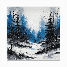 Winter Forest Watercolor Painting Canvas Print