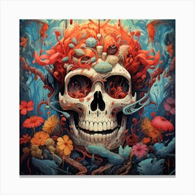 Skull And Flowers 1 Canvas Print