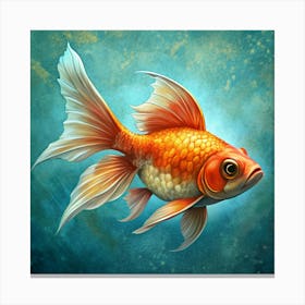 Golden Fish In An Aquarium Canvas Print