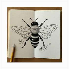 Bee Drawing Canvas Print