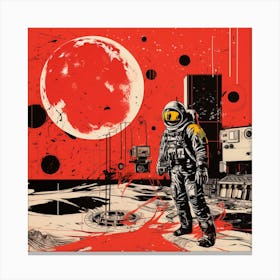 Spaceman On The Moon Canvas Print