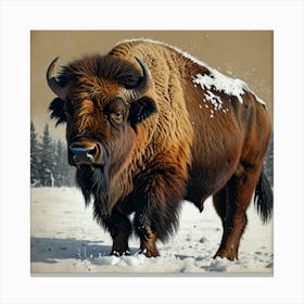 Bison In The Snow 4 Canvas Print