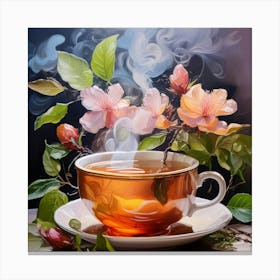 Tea Cup With Flowers 4 Canvas Print