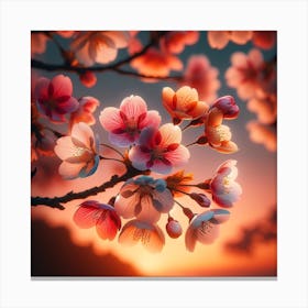 Cherry Blossoms At Sunset 4 Canvas Print