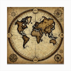 Antique World Map Canvas Print