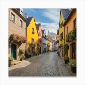 Colorful Street In Germany Paintings Art Print Canvas Print