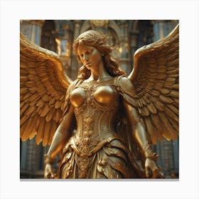 Angel With Golden Wings Canvas Print