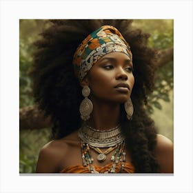 African Woman With Afro Canvas Print