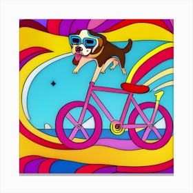 Dog riding a bike - AI artwork Canvas Print