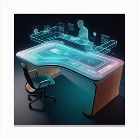 Futuristic Office Desk Canvas Print