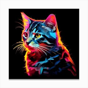 AI Luminous Feline Whispers: A Neon Reverie  Canvas Print