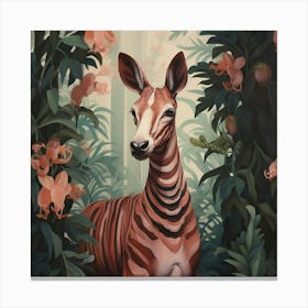 Okapi 1 Pink Jungle Animal Portrait Canvas Print