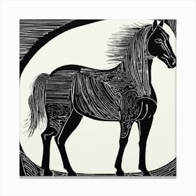 Horse In Black And White Canvas Print