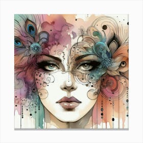 Woman With Feathers Canvas Print