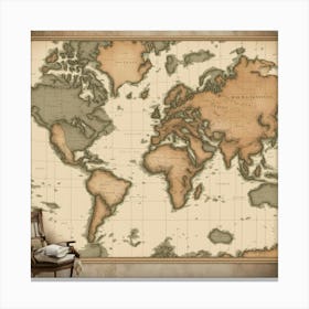 Vintage World Map 4 Canvas Print