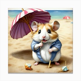 Hamster On The Beach 5 Canvas Print