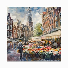 The Bloemenmarkt (Flower Market) Amsterdam Series 1 Canvas Print