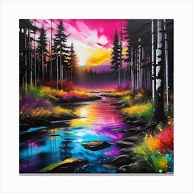 Sunset In The Forest Canvas Print