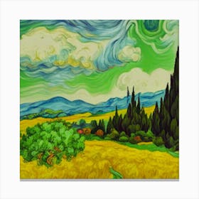 A Wheatfield With Cypresses, Vincent van Gogh Canvas Print