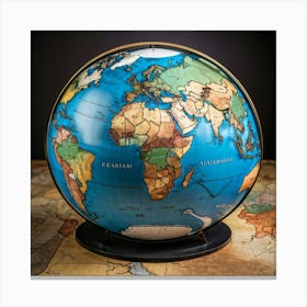 Globe Showcasing Detailed European Geography Countries Delineated By Bold Black Borders Italy High Stampe su tela