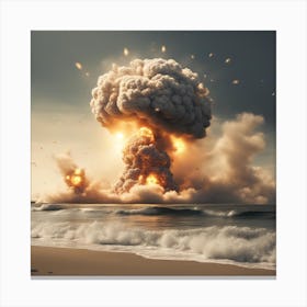 Nuclear Explosion On The Beach Canvas Print