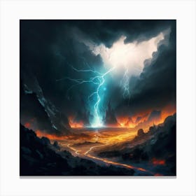 Impressive Lightning Strikes In A Strong Storm 13 Canvas Print