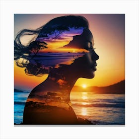 Sunset Portrait Of A Woman Canvas Print