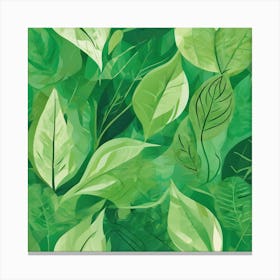 Seamless Pattern Of Green Leaves 1 Canvas Print