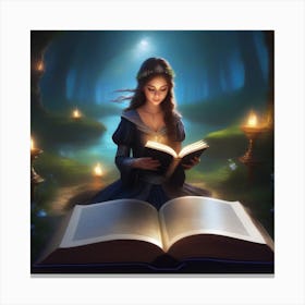 Girl Reading A Book 2 Canvas Print