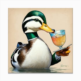 Duck With A Drink Canvas Print