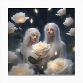 Two White Roses Canvas Print