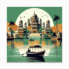 Udaipur, India, Venice of the East. Vintage  Canvas Print