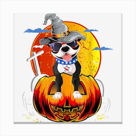 Boston Terrier Dogs Halloweens Canvas Print