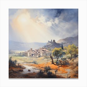 Tuscan Tranquility: A Dance of Water and Oil Canvas Print