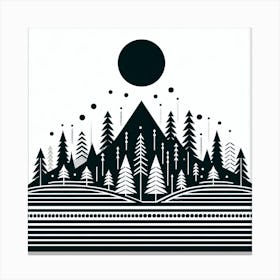 Scandinavian style, Pine forest silhouette 1 Canvas Print