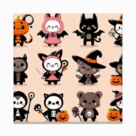 Halloween Kawaii Characters - Cute Vector style Illustration Canvas Print